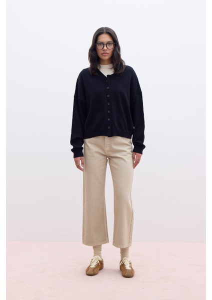 Yumuşak Dokulu Oversize Triko Hırka Siyah