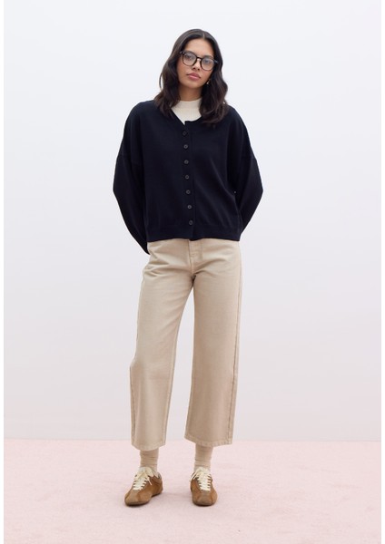Yumuşak Dokulu Oversize Triko Hırka Siyah