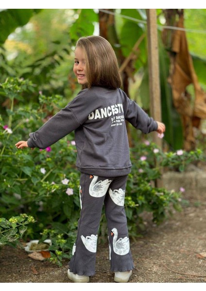 Kabartma Kuğu Baskılı Kız Çocuk Eşofman Takım Alt Fitilli Tayt fiyatları