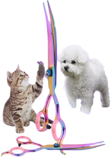 7 Inç Kavisli Kedi Köpek Ponpon Makası Açılı Kesim Makası