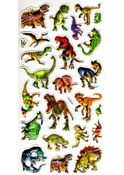 Sticker Kabartmalı Yaldızlı Stiker Çıkartma Etiket (HAA041)-23X12 Cm- Vahşi Dinozorlar
