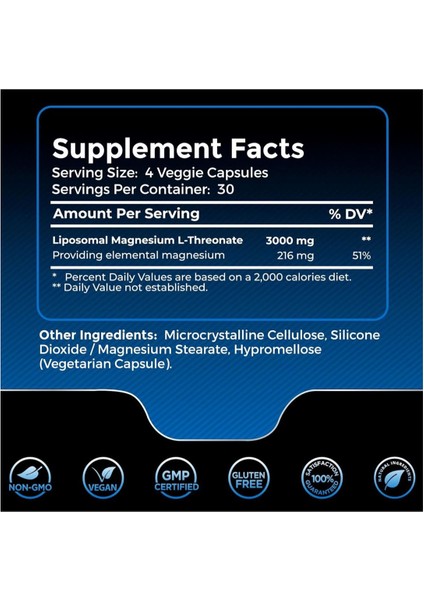 Magnesium L-Threonate 3000 mg 120 Kapsül - Ultra Strength