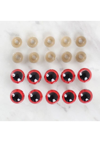 14 mm Kırmızı 5 Çift Amigurumi Göz