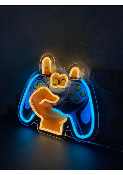 'oyun Konsolu' Işıklı ve Uv'li Neon LED Dekoratif Duvar Tabelası(30x27cm)