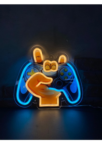 'oyun Konsolu' Işıklı ve Uv'li Neon LED Dekoratif Duvar Tabelası(30x27cm)