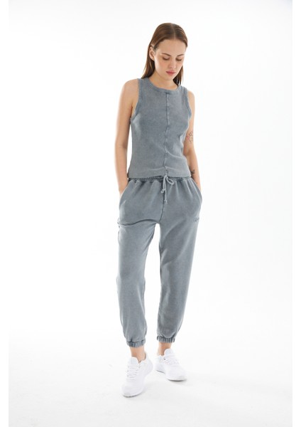Kadın Yuvarlak Yaka /kaşkorse /ön Arka Dikiş Detalı /yıkama Vintage Efektli /atlet /spor Evde Giyim