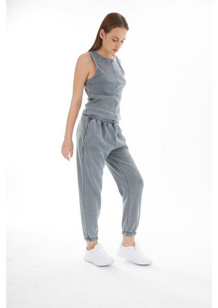 Kadın Yuvarlak Yaka /kaşkorse /ön Arka Dikiş Detalı /yıkama Vintage Efektli /atlet /spor Evde Giyim fırsatları
