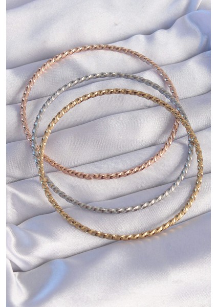 316L Çelik Renkli Ince Burgu Model Ajda Bilezik Seti fiyatları