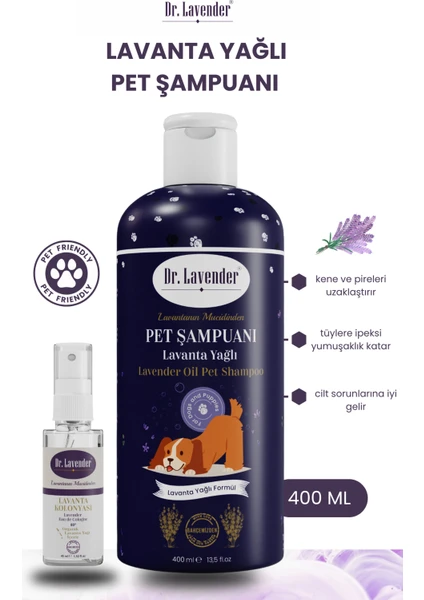 Dr. Lavender Kene Pire Önleyici Köpek Şampuanı 400 ml Pet Şampuanı + 45 ml Lavanta Konolyası