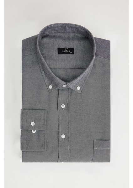 Erkek Big Size Büyük Beden Pamuklu Kolay Ütü Siyah Düğmeli Yaka Gömlek fiyatları