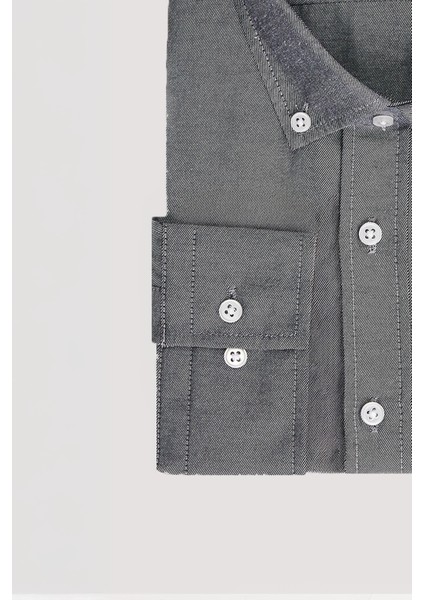 Erkek Big Size Büyük Beden Pamuklu Kolay Ütü Siyah Düğmeli Yaka Gömlek fırsatları