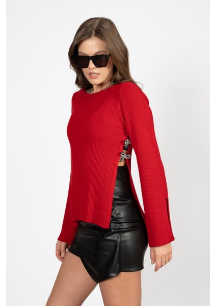 Rtd&vld Kadın VITA-S53 Taşlı Kolu Yırtmaçlı Bluz Kırmızı fiyatları