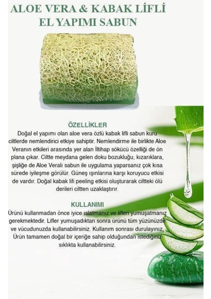 Tekno Trust 1 Adet Dekoratif Hediyelik Doğal Kabak Lifli Aloe Vera Sabunu