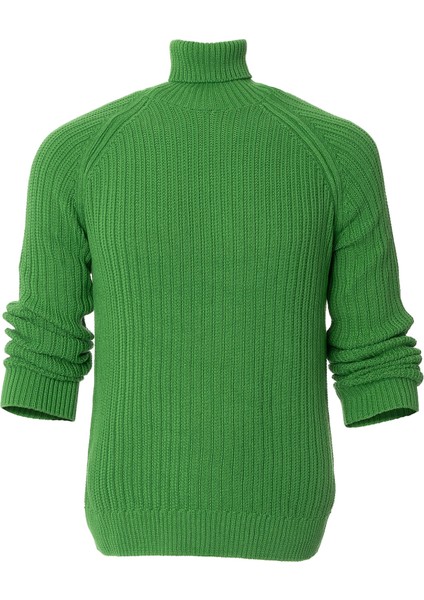 Rtd&vld Erkek Tam Balıkçı Triko Kazak Çimenyeşil