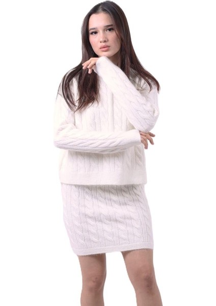 Rtd&vld Kadın Örgü Desen Triko Etek Ekru