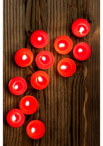 Afrodizyak Etkili 12 Adet Kırmızı Lüks Tealight Mum - 11 Gram - 3,6 x 1,2 cm - 4 Saat indirimleri