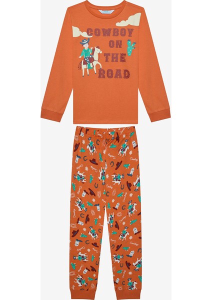 Uzun Kollu Erkek Çocuk Cowboy 2li Çok Renkli Pijama Takımı
