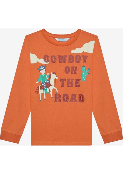 Uzun Kollu Erkek Çocuk Cowboy 2li Çok Renkli Pijama Takımı