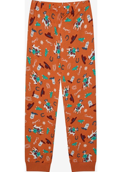 Uzun Kollu Erkek Çocuk Cowboy 2li Çok Renkli Pijama Takımı