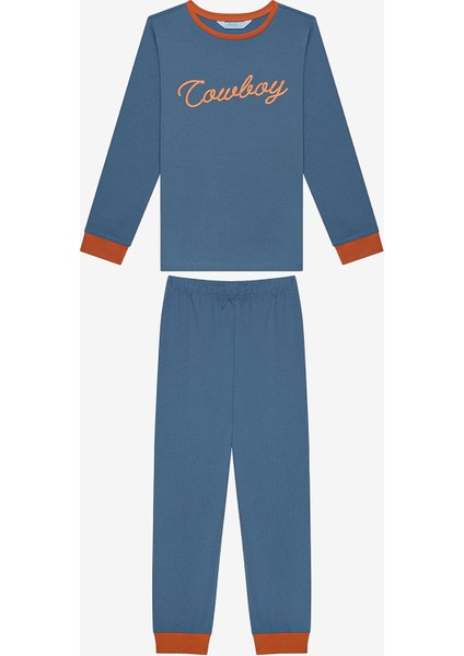 Uzun Kollu Erkek Çocuk Cowboy 2li Çok Renkli Pijama Takımı