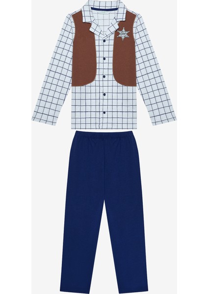 Erkek Çocuk Sheriff Gömlek Çok Renkli Pijama Takımı