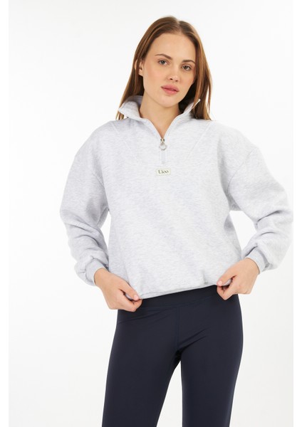 Kadın Dik Yaka /yarım Fermuarlı /funnel Neck /uzun Kol /şardonlu 3 Iplik Sweatshirt /evde Dışarıda modelleri