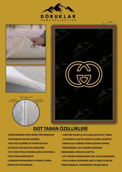 Kaymaz Taban Yıkanabilir Dijital Baskı Dekoratif Modern Desenli Lu x Serisi Dot Taban Halı L13