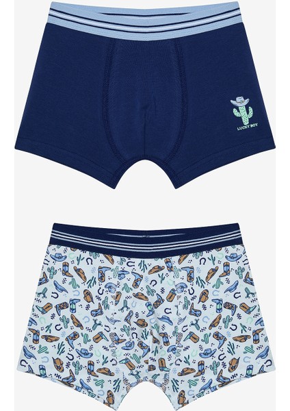 Erkek Çocuk Lucky Boy Çok Renkli 2li Boxer