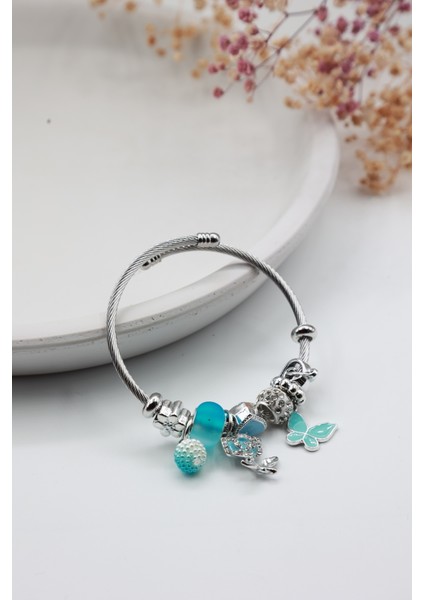 Etere Ayarlanabilir Çelik Charm Kadın Bileklik