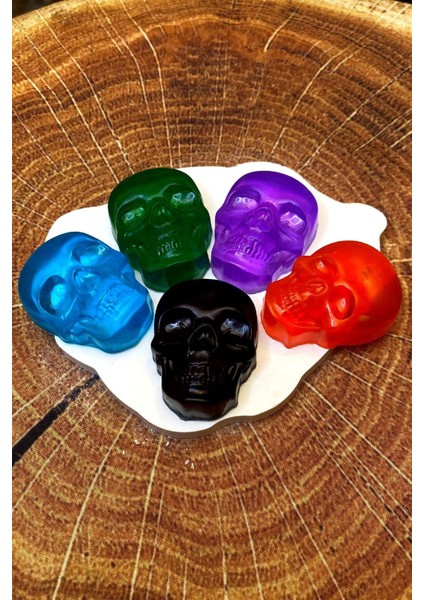 Tekno Trust Dekoratif Hediyelik Siyah Lider 5 Renk Kurukafa Iskelet Model Dekoratif 5'li Banyo Sabunu