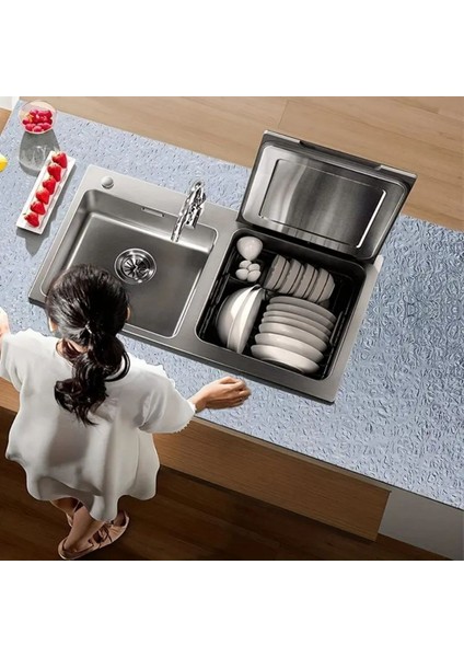 Byogalo® Rulo Gümüş Alüminyum Folyo Duvar Kağıdı, Kendinden Yapışkanlı Raf Içi, Su Geçirmez Folyo 2 mt x 60 cm