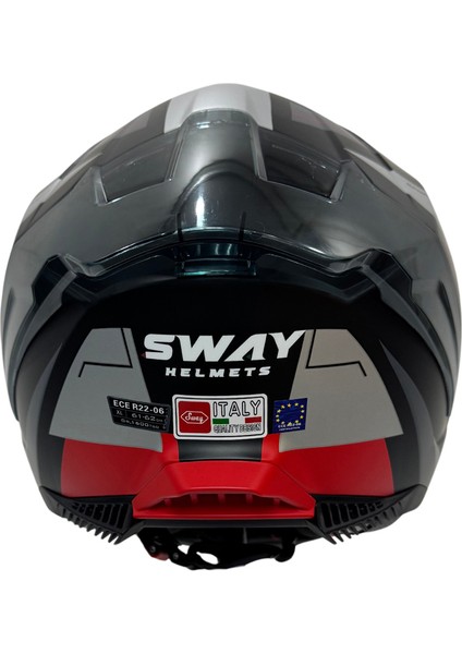 Sw 865 Titan Black White Red Güneş Vizörlü Full Face Motosiklet Kaskı - L