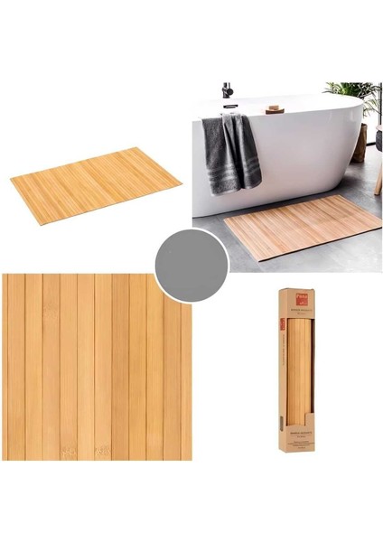 Lü x Bambu Kaymaz Banyo Paspası- Su Geçirmez-Çok Amaçlı Mat 50*80