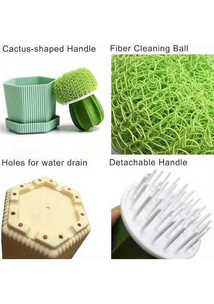 Kaktüs Model Saplı Sert ve Renkli Plastik Plastik Tabaklı Hazneli Bulaşık Fırçası fırsatları