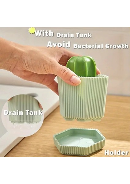 Kaktüs Model Saplı Sert ve Renkli Plastik Plastik Tabaklı Hazneli Bulaşık Fırçası indirimleri