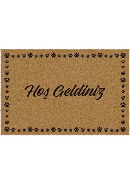 Paspas Hoşgeldiniz Pati Çerçeve Desenli Kapı Önü Paspası 40 x 60 cm