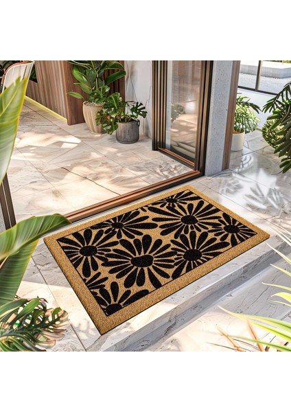 Paspas Dekoratif Çiçek Desenli Kapı Önü Paspası 40 x 60 cm