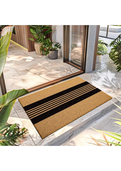 Paspas Dekoratif Çizgi Desenli Kapı Önü Paspası 40 x 60 cm