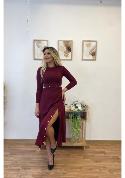 Çıtçıt Kapamalı Modal Kumaş Elbise