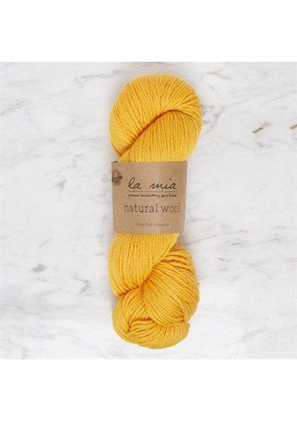 Natural Wool Sarı El Örgü Ipi - L877 - 34401