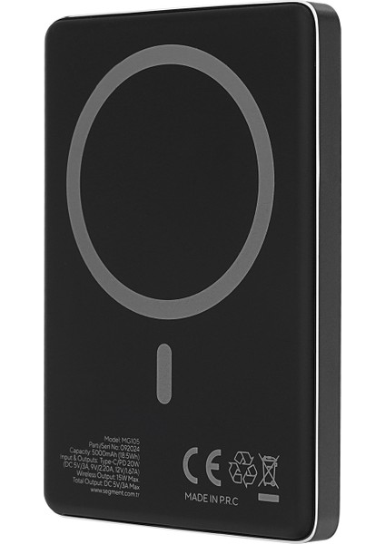 MG105 5000MAH PD20W Magsafe 15W Kablosuz Type-C Siyah Taşınabilir Metal Şarj Cihazı Powerbank fiyatları