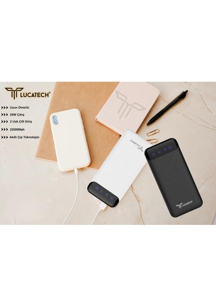 Samsung S22 / S23 / S24 / A20 / A21 / A30 / A53 / A55 / M42 / M31 Uyumlu 25W Pd + Turbo Sarj Powerbank