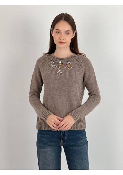 Uzun Kollu Long Sleeve Taş Detaylı Kadın Triko Kazak Women Knitwear modelleri