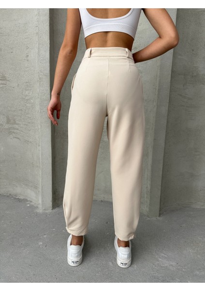 Kadın Pileli Paçası Düğmeli Pantolon indirimleri