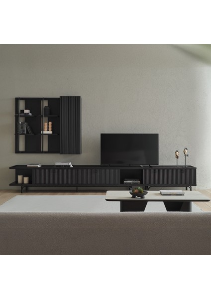 Enza Home Austin Maxi Tv Ünitesi, 350X45 cm - Koyu Meşe