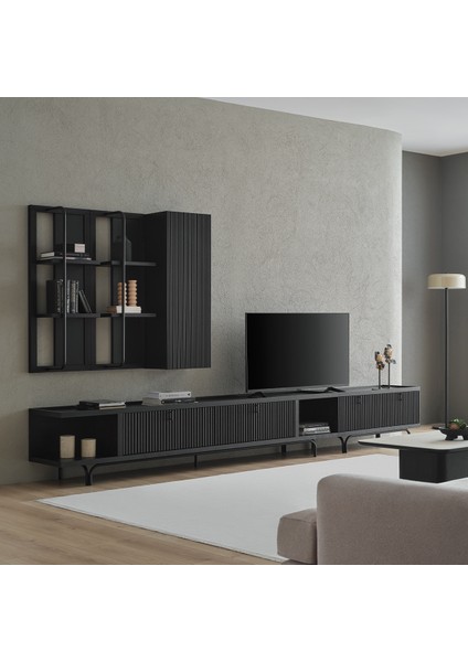 Enza Home Austin Maxi Tv Ünitesi, 350X45 cm - Koyu Meşe