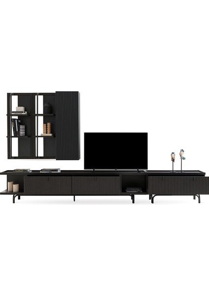 Enza Home Austin Maxi Tv Ünitesi, 350X45 cm - Koyu Meşe