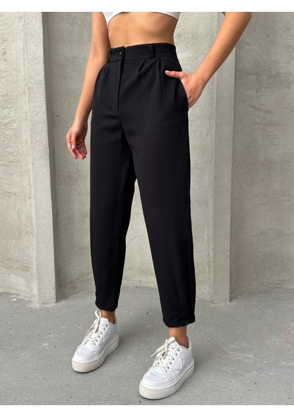 Kadın Pileli Paçası Düğmeli Pantolon modelleri