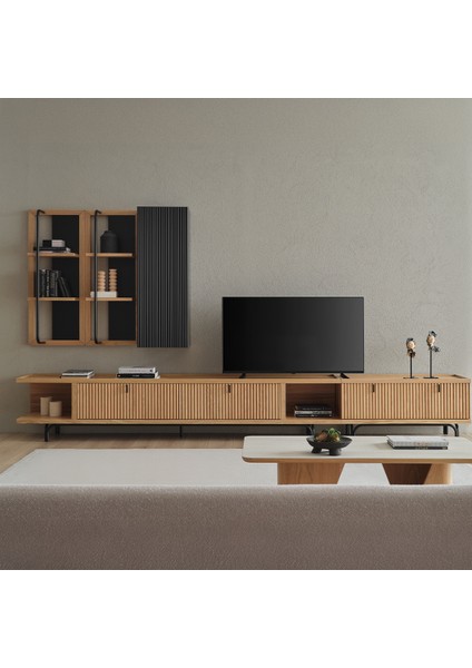 Enza Home Austin Maxi Tv Ünitesi, 350X45 cm - Açık Meşe