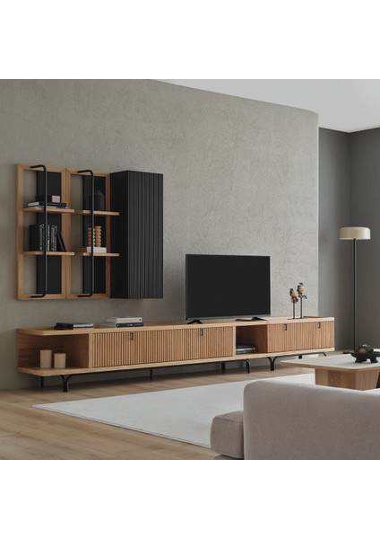 Enza Home Austin Maxi Tv Ünitesi, 350X45 cm - Açık Meşe